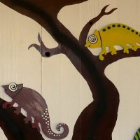 Chamäleons aus Sperrholz