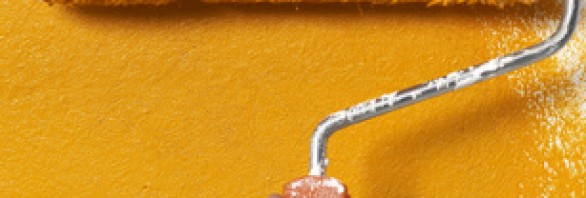 Farbrolle mit oranger Farbe