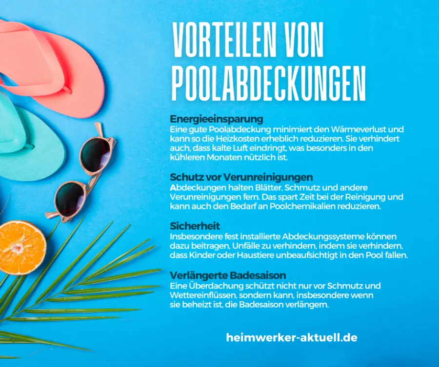 Infografik mit Vorteilen für Poolabdeckungen