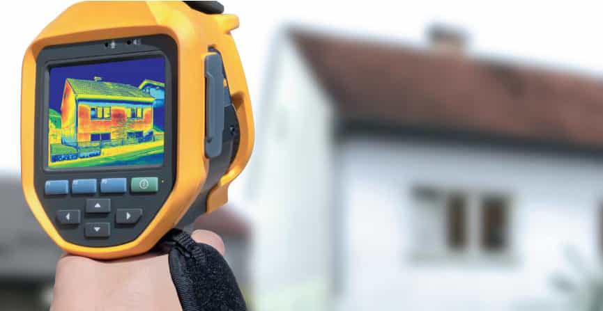 ThermografieCheck - Wärmebildkamera vor einem Haus